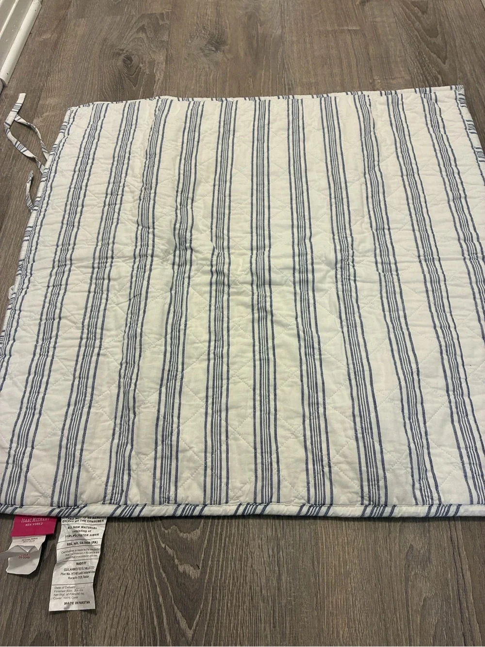 Isaac Mizrahi blue and white striped Euro Shams